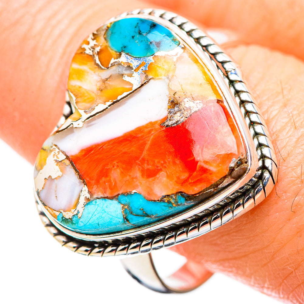 Spiny Oyster Turquoise Rings handcrafted by Ana Silver Co - RING130170