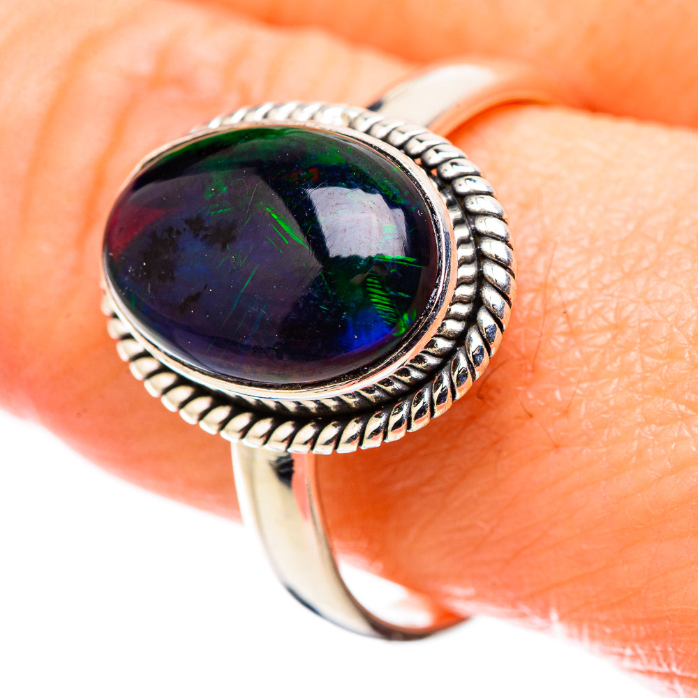 Black Opal Rings handcrafted by Ana Silver Co - RING130178