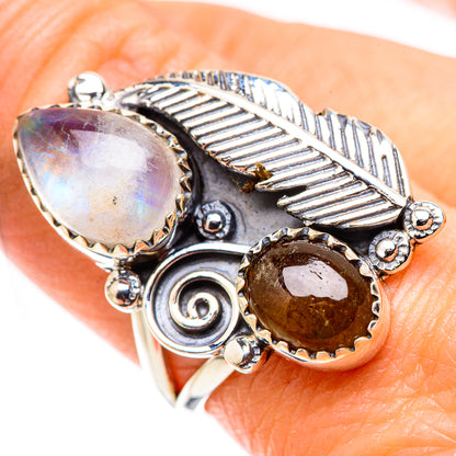 Rainbow Moonstone Rings handcrafted by Ana Silver Co - RING130189