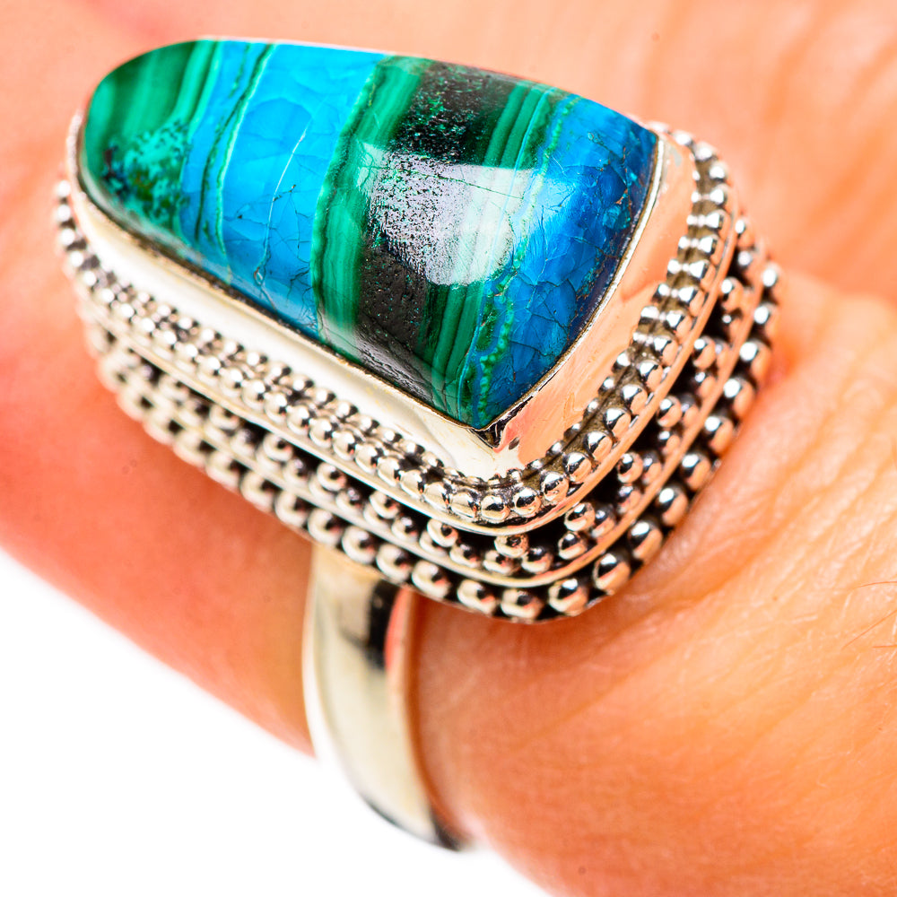 Malachite In Chrysocolla Rings handcrafted by Ana Silver Co - RING130200