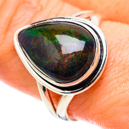 Black Opal Rings handcrafted by Ana Silver Co - RING130202