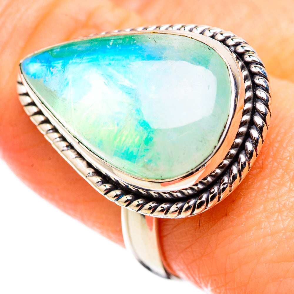 Green Moonstone Rings handcrafted by Ana Silver Co - RING130214