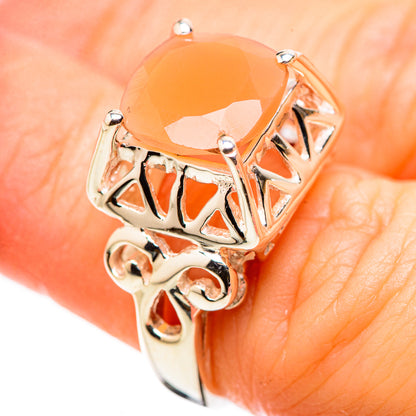 Peach Moonstone Rings handcrafted by Ana Silver Co - RING130215