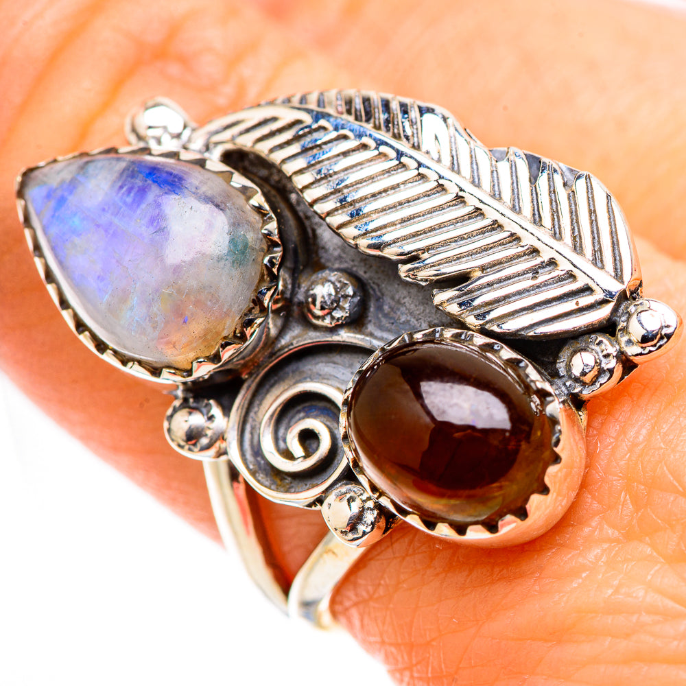 Rainbow Moonstone Rings handcrafted by Ana Silver Co - RING130217
