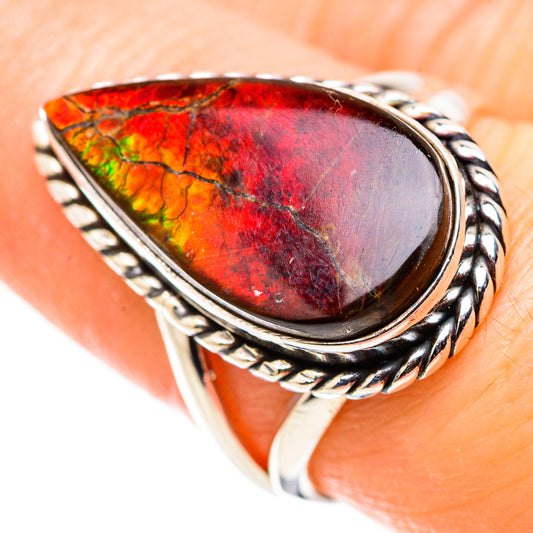 Ammolite Rings handcrafted by Ana Silver Co - RING130222