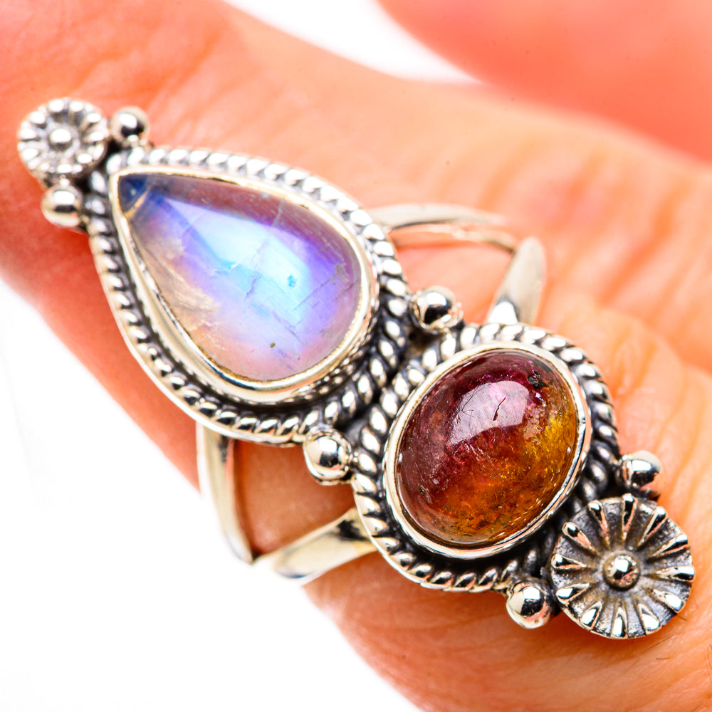 Rainbow Moonstone Rings handcrafted by Ana Silver Co - RING130225