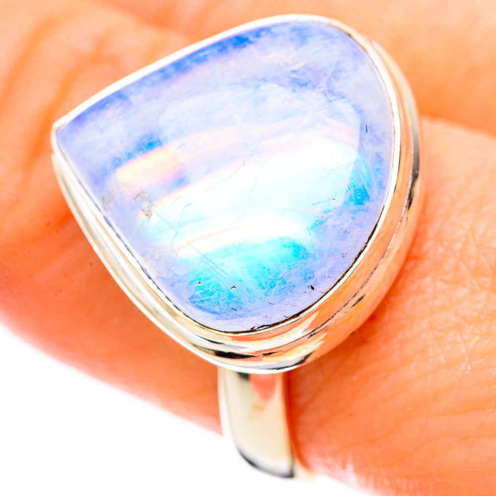 Rainbow Moonstone Rings handcrafted by Ana Silver Co - RING130237
