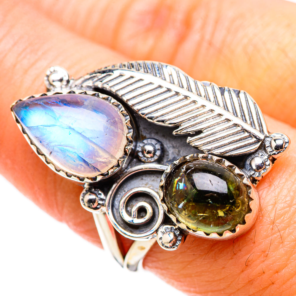 Rainbow Moonstone Rings handcrafted by Ana Silver Co - RING130238