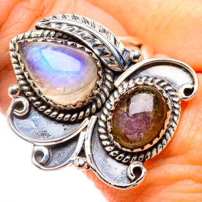 Rainbow Moonstone Rings handcrafted by Ana Silver Co - RING130246