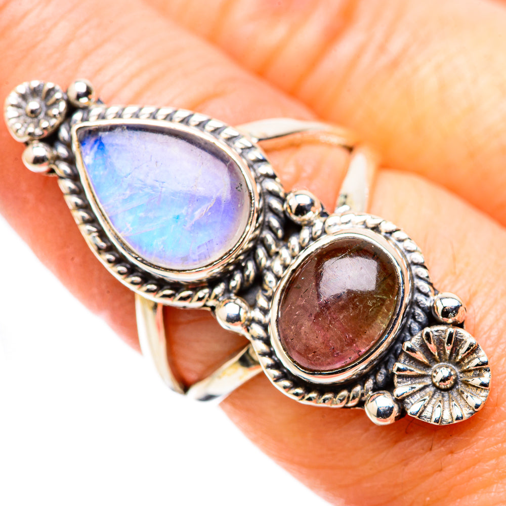 Rainbow Moonstone Rings handcrafted by Ana Silver Co - RING130248