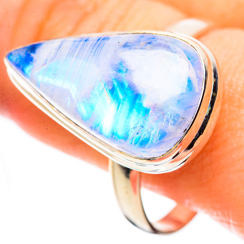 Rainbow Moonstone Rings handcrafted by Ana Silver Co - RING130256