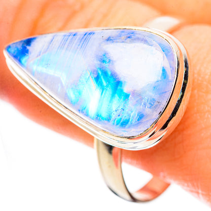 Rainbow Moonstone Rings handcrafted by Ana Silver Co - RING130256