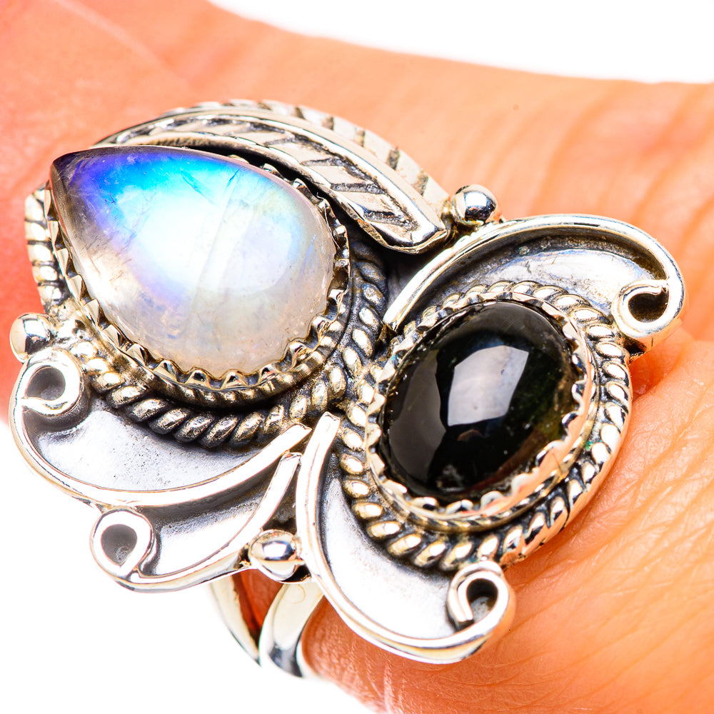 Rainbow Moonstone Rings handcrafted by Ana Silver Co - RING130258