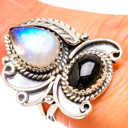 Rainbow Moonstone Rings handcrafted by Ana Silver Co - RING130258