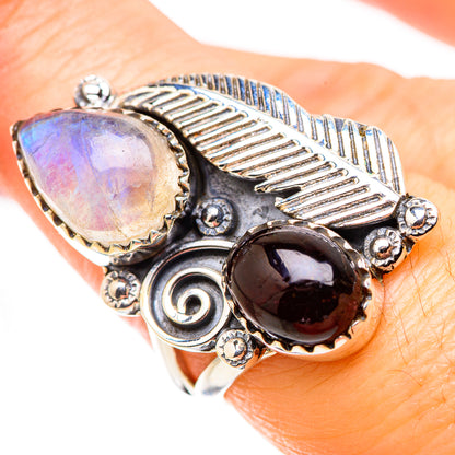 Rainbow Moonstone Rings handcrafted by Ana Silver Co - RING130262