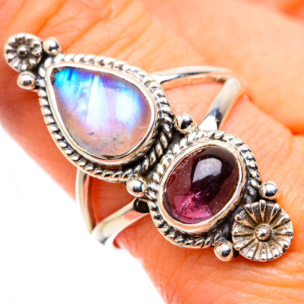 Rainbow Moonstone Rings handcrafted by Ana Silver Co - RING130264
