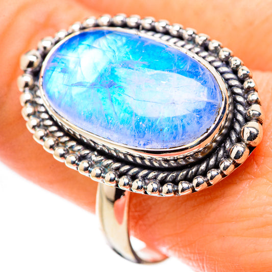 Rainbow Moonstone Rings handcrafted by Ana Silver Co - RING130273