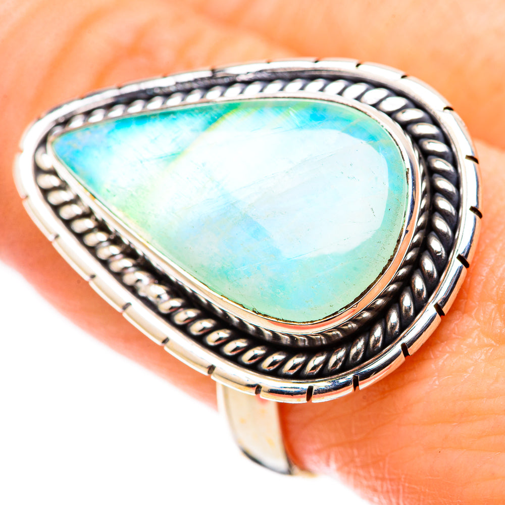 Green Moonstone Rings handcrafted by Ana Silver Co - RING130280