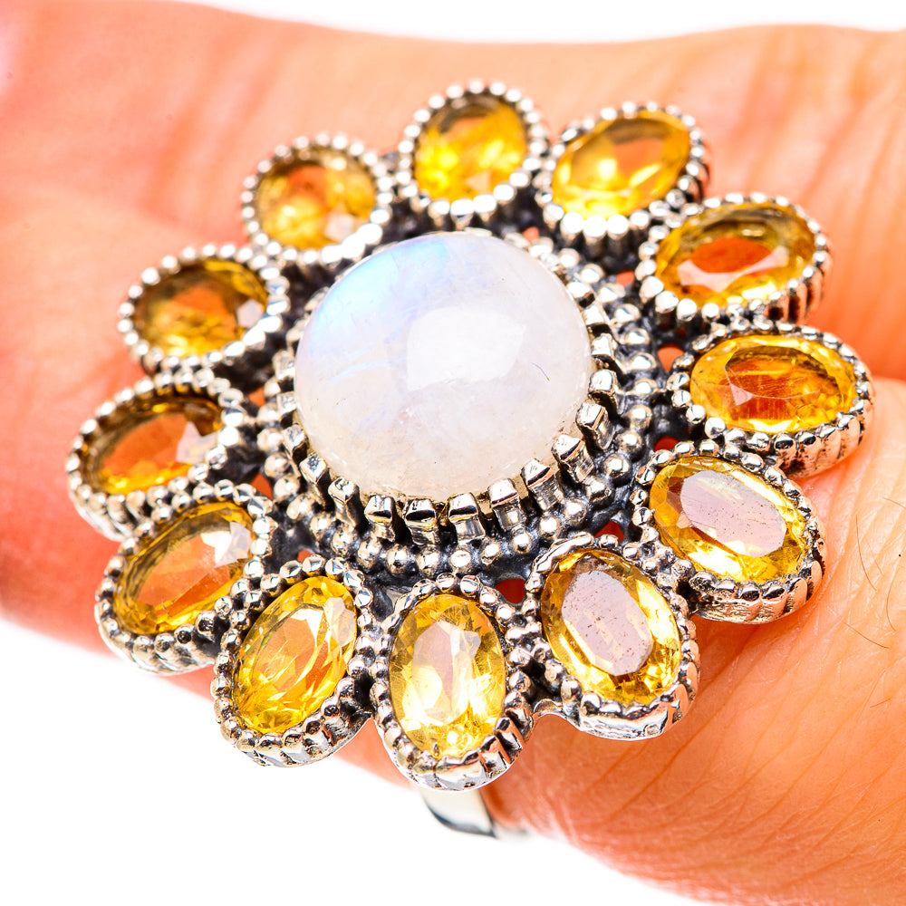 Rainbow Moonstone Rings handcrafted by Ana Silver Co - RING130285