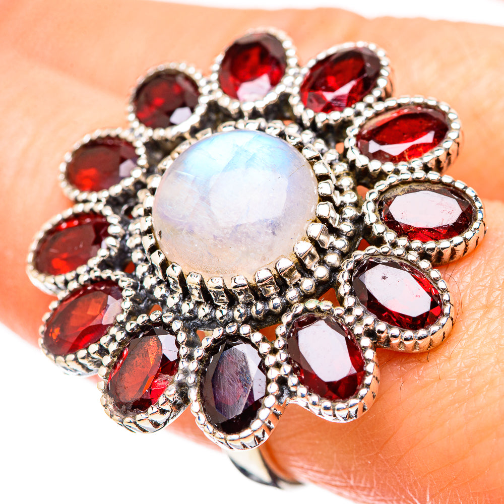 Rainbow Moonstone Rings handcrafted by Ana Silver Co - RING130286