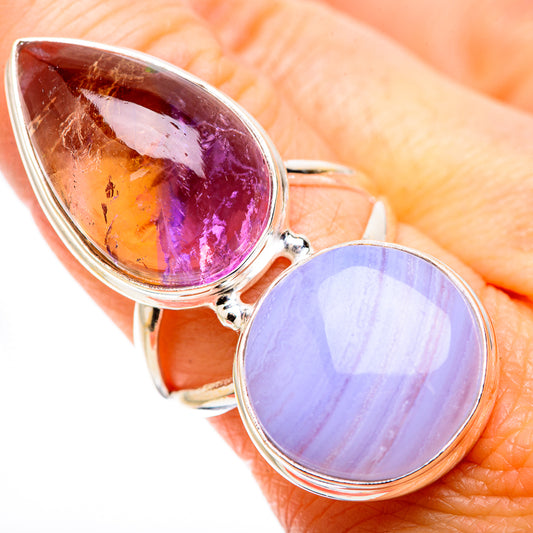 Blue Lace Agate Rings handcrafted by Ana Silver Co - RING130295