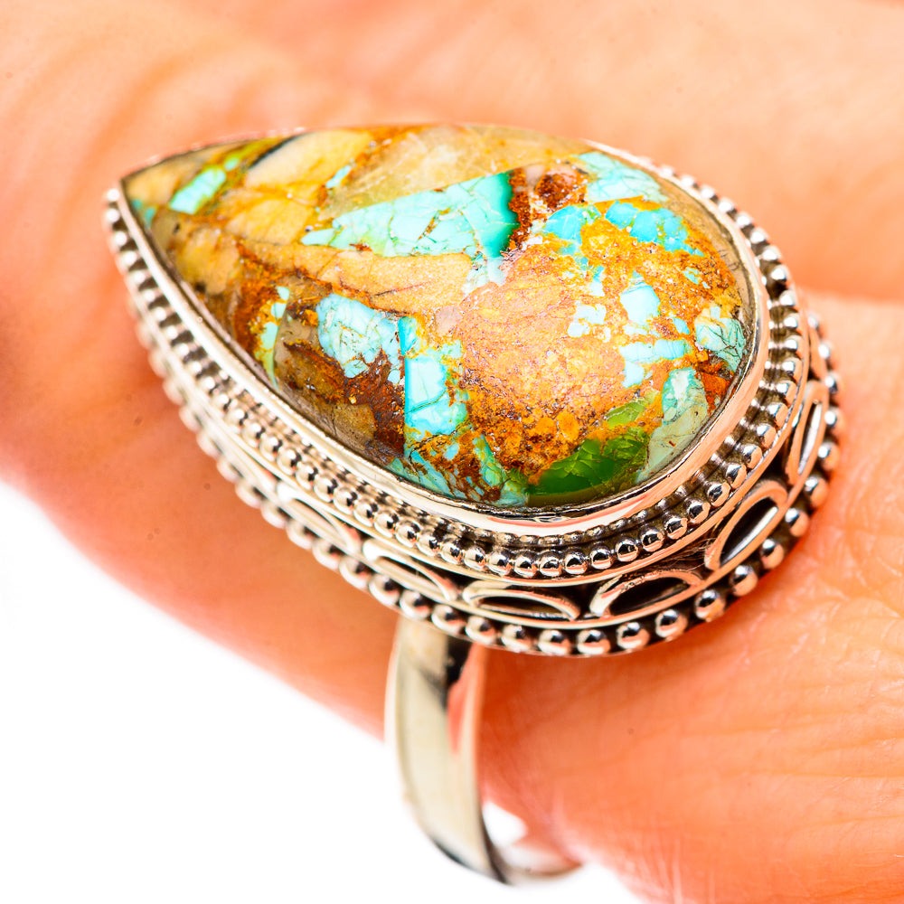 Blue Copper Composite Turquoise Rings handcrafted by Ana Silver Co - RING130297