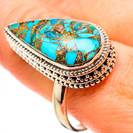 Blue Copper Composite Turquoise Rings handcrafted by Ana Silver Co - RING130300