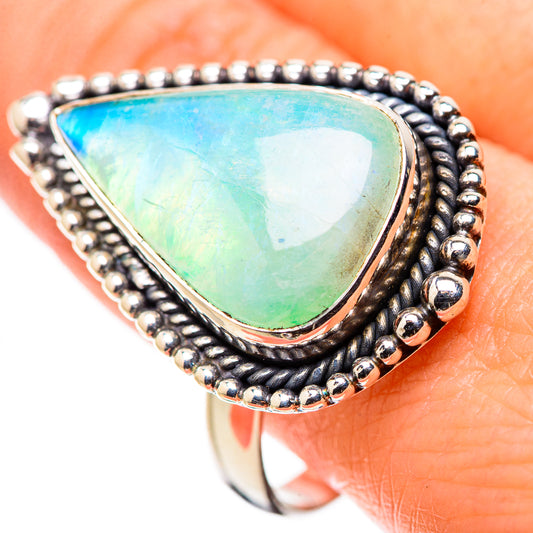 Green Moonstone Rings handcrafted by Ana Silver Co - RING130302