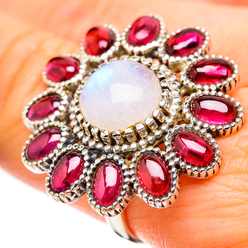 Rainbow Moonstone Rings handcrafted by Ana Silver Co - RING130309