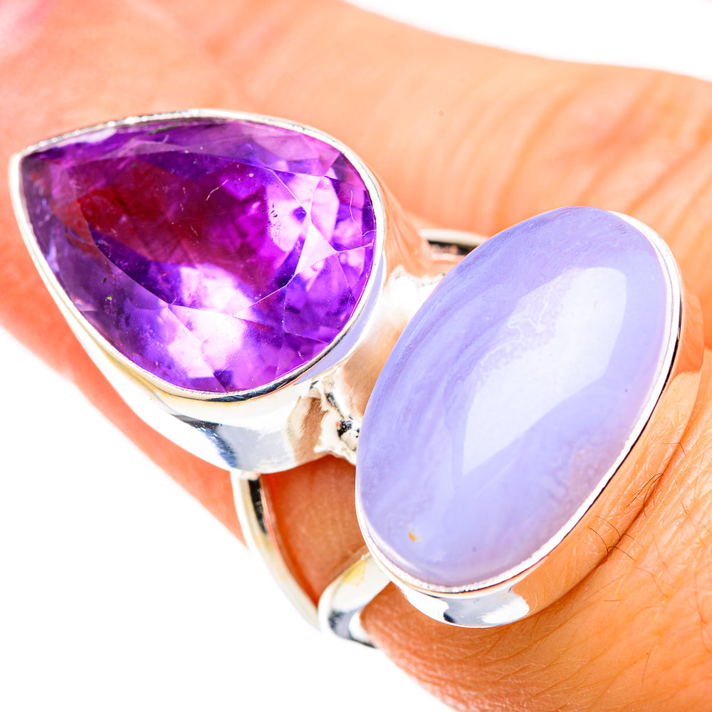 Blue Lace Agate Rings handcrafted by Ana Silver Co - RING130310