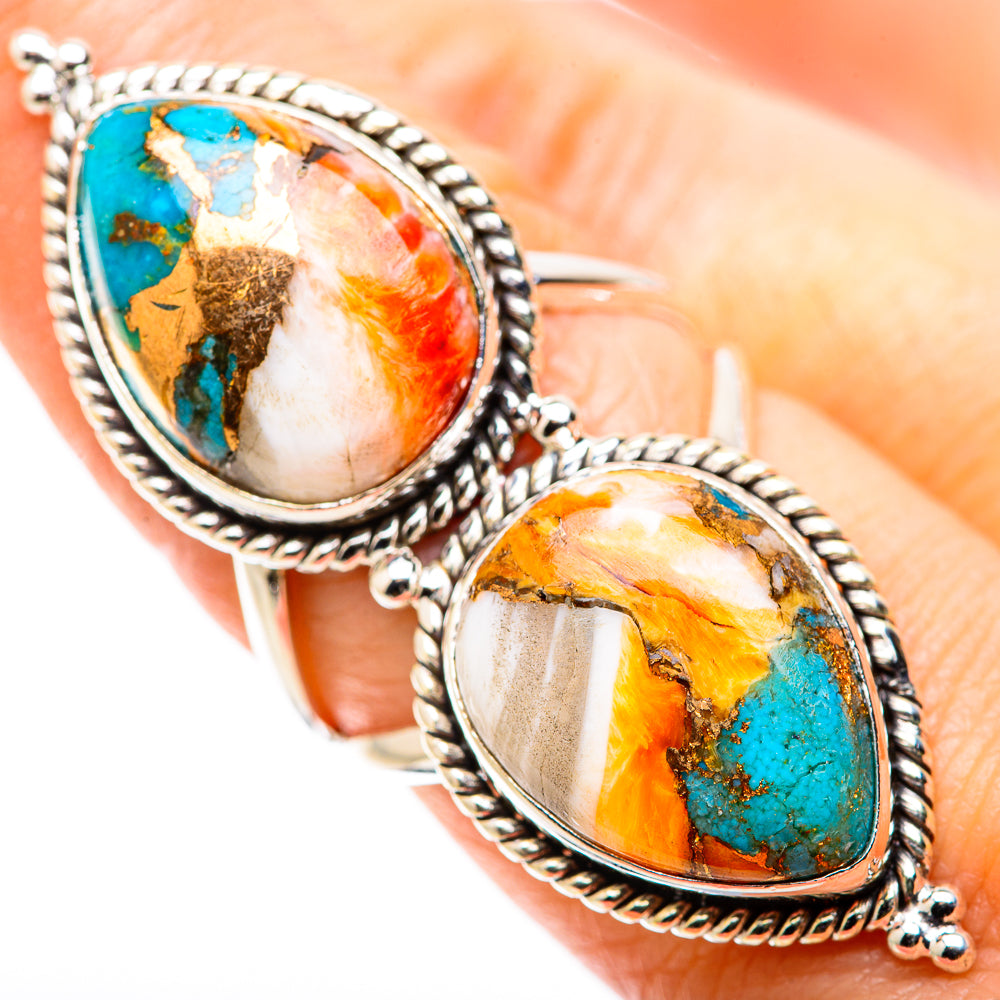 Spiny Oyster Turquoise Rings handcrafted by Ana Silver Co - RING130314