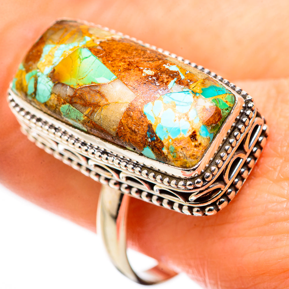 Blue Copper Composite Turquoise Rings handcrafted by Ana Silver Co - RING130316