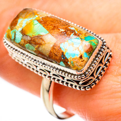 Blue Copper Composite Turquoise Rings handcrafted by Ana Silver Co - RING130316
