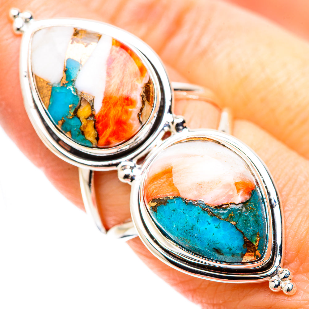 Spiny Oyster Turquoise Rings handcrafted by Ana Silver Co - RING130318