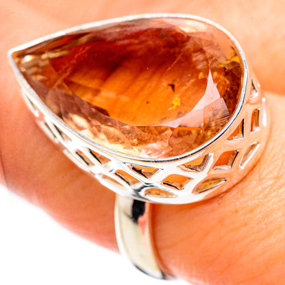 925 sterling silver ametrine ring with large faceted teardrop stone, size 8