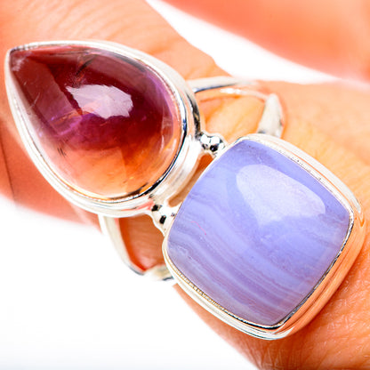 Blue Lace Agate Rings handcrafted by Ana Silver Co - RING130322