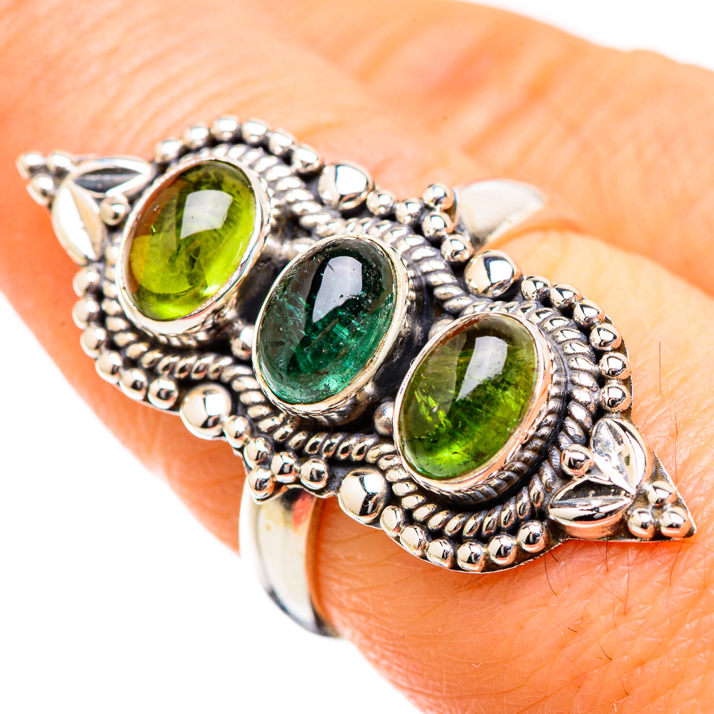 Green Tourmaline Rings handcrafted by Ana Silver Co - RING130335