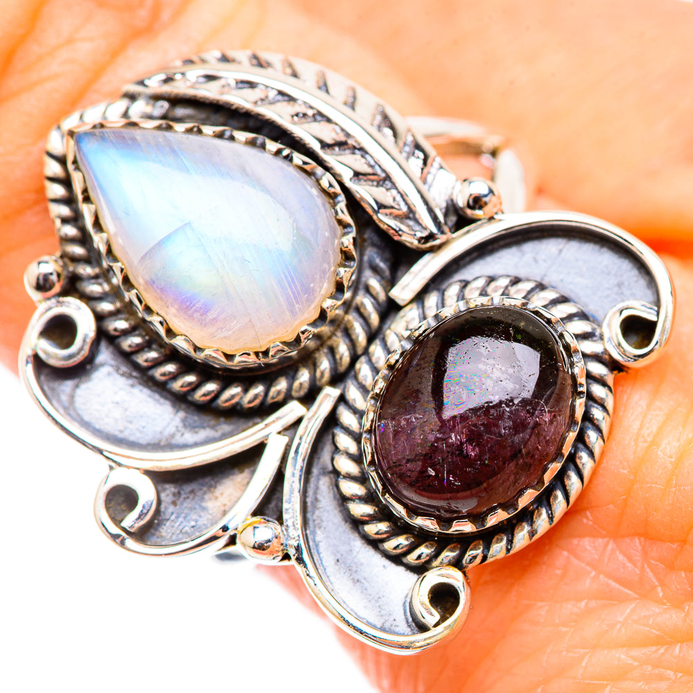 Rainbow Moonstone Rings handcrafted by Ana Silver Co - RING130348
