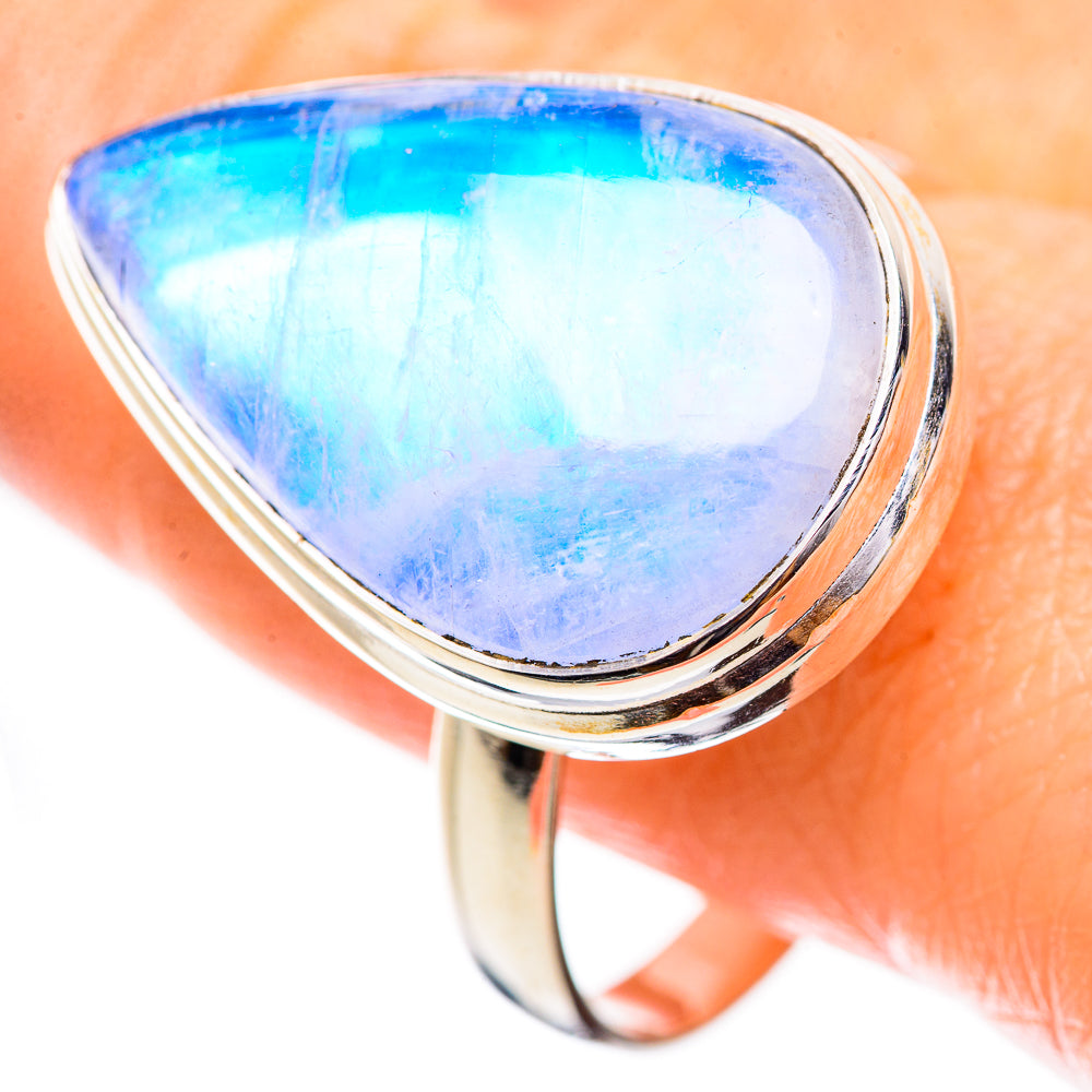Rainbow Moonstone Rings handcrafted by Ana Silver Co - RING130360