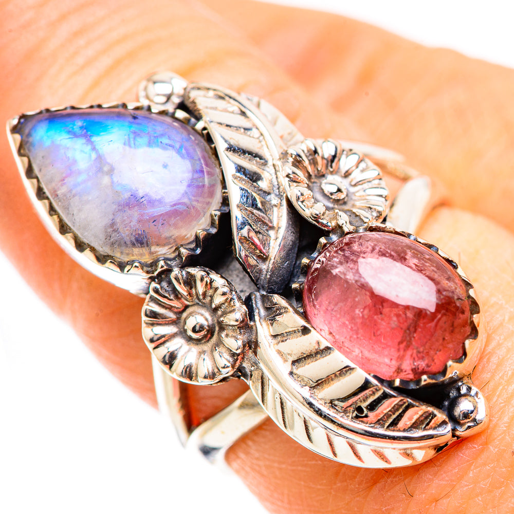 Rainbow Moonstone Rings handcrafted by Ana Silver Co - RING130370