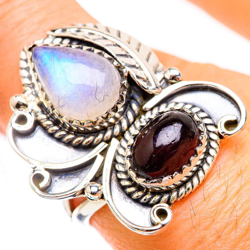 Rainbow Moonstone Rings handcrafted by Ana Silver Co - RING130371