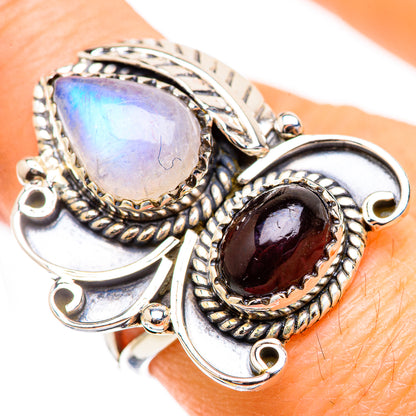 Rainbow Moonstone Rings handcrafted by Ana Silver Co - RING130371