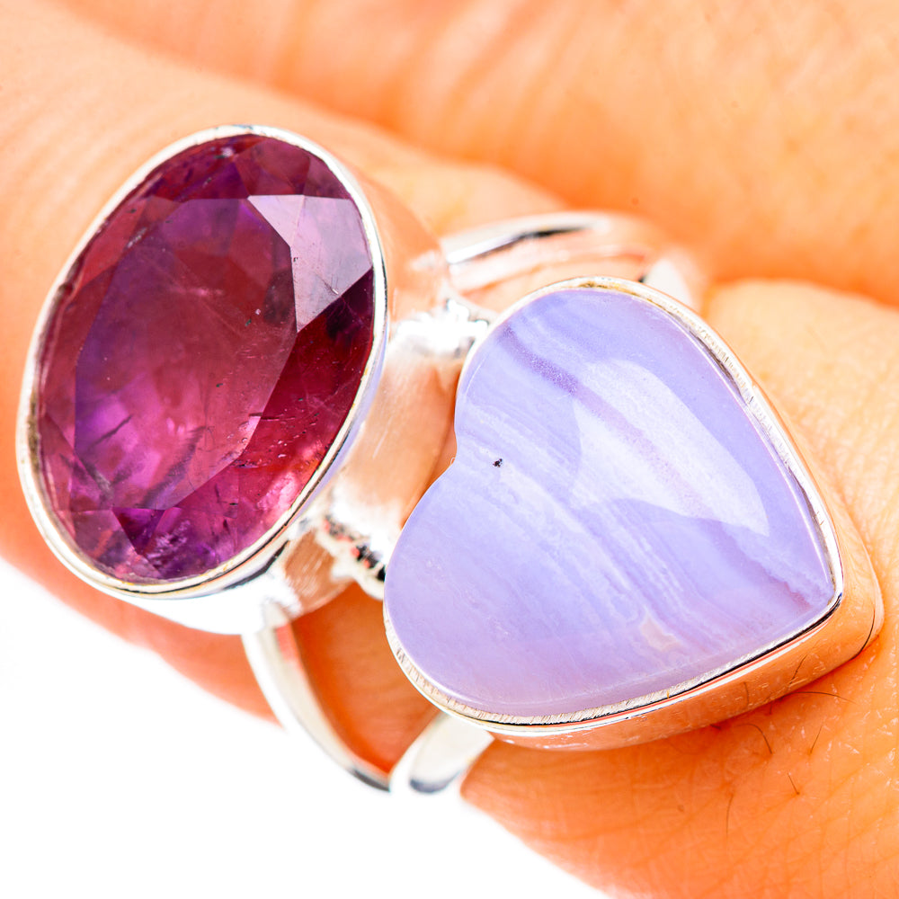 Blue Lace Agate Rings handcrafted by Ana Silver Co - RING130373