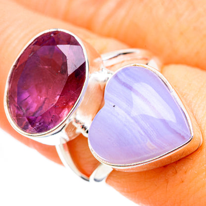 Blue Lace Agate Rings handcrafted by Ana Silver Co - RING130373