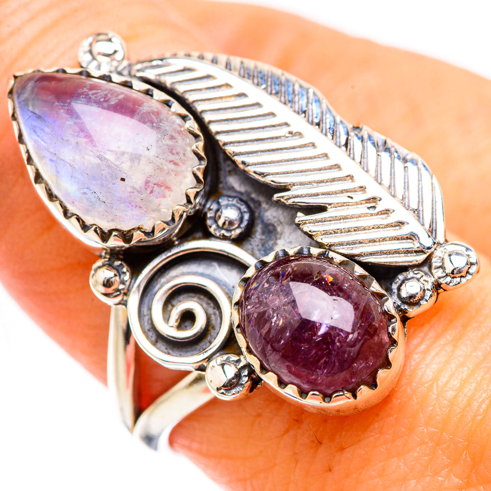 Rainbow Moonstone Rings handcrafted by Ana Silver Co - RING130374