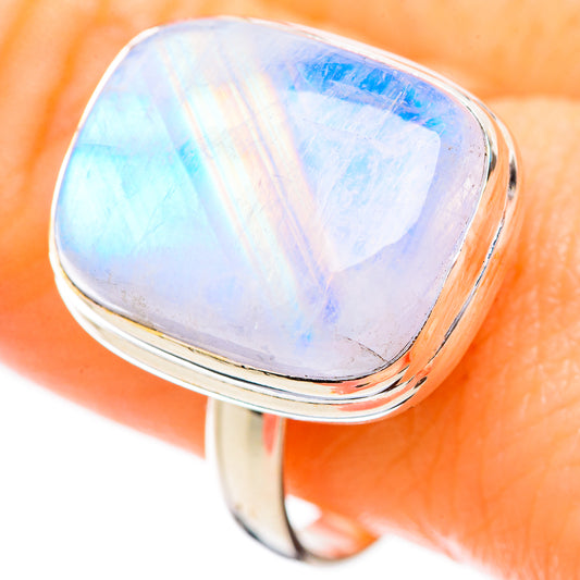 Rainbow Moonstone Rings handcrafted by Ana Silver Co - RING130384