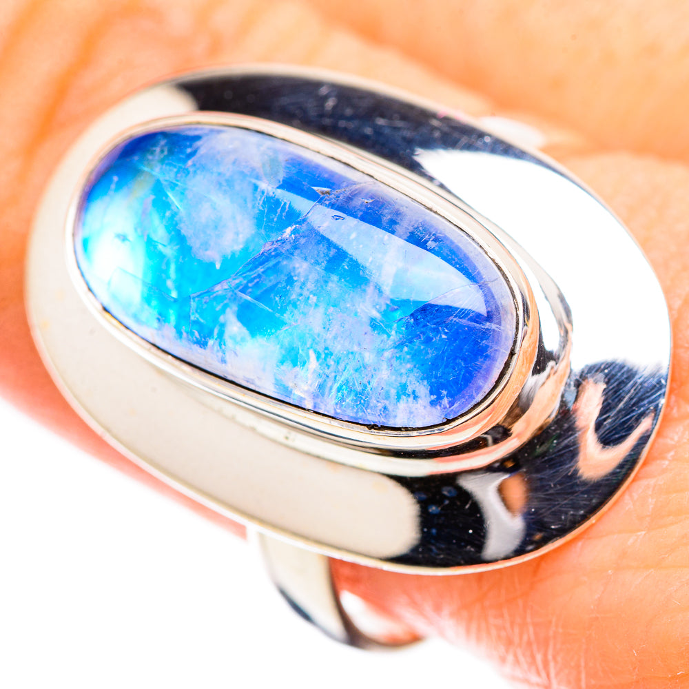 Rainbow Moonstone Rings handcrafted by Ana Silver Co - RING130391