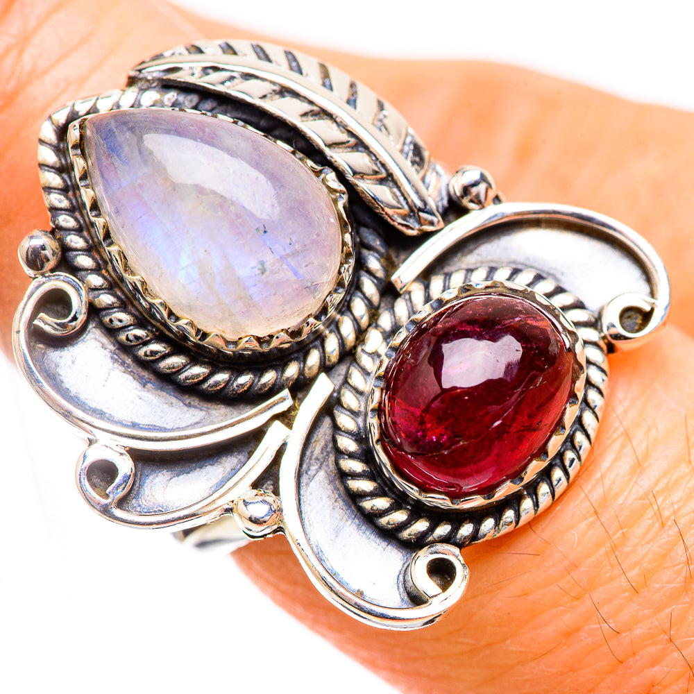 Rainbow Moonstone Rings handcrafted by Ana Silver Co - RING130398