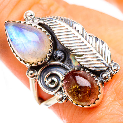 Rainbow Moonstone Rings handcrafted by Ana Silver Co - RING130409