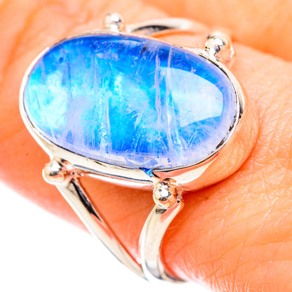 Rainbow Moonstone Rings handcrafted by Ana Silver Co - RING130416